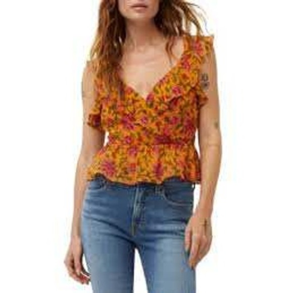 Veronica Beard Size 4 Randa Ruffle Floral Silk Top Peplum Flare Romantic - Picture 8 of 8